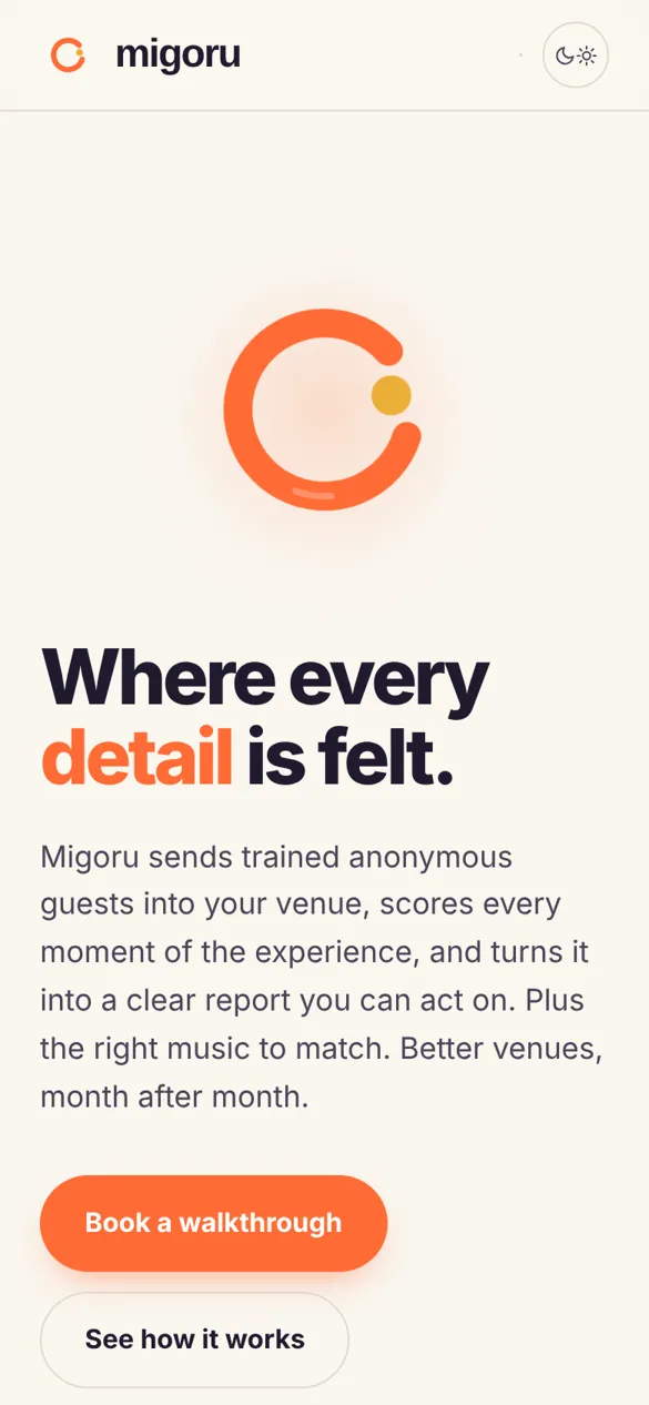 Migoru website on a phone